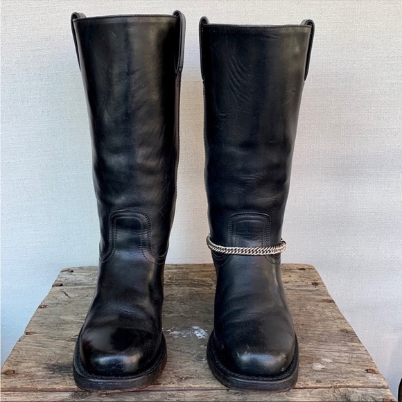 Sold SENDRA Vintage Y2K Chunky Heel Sole Campus Style Black Leather Boots - Picture 6 of 11